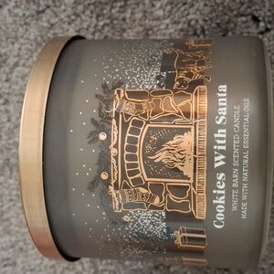 White Barn cookies with santa 3 wick candle